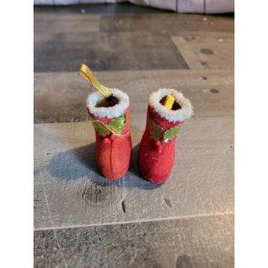 Vintage Stocking boots Mistletoe set ornament xmas